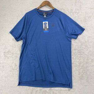 NEW Spyder Active Mens L Blue Lightweight 4-Way Stretch Short Sleeve Shirt